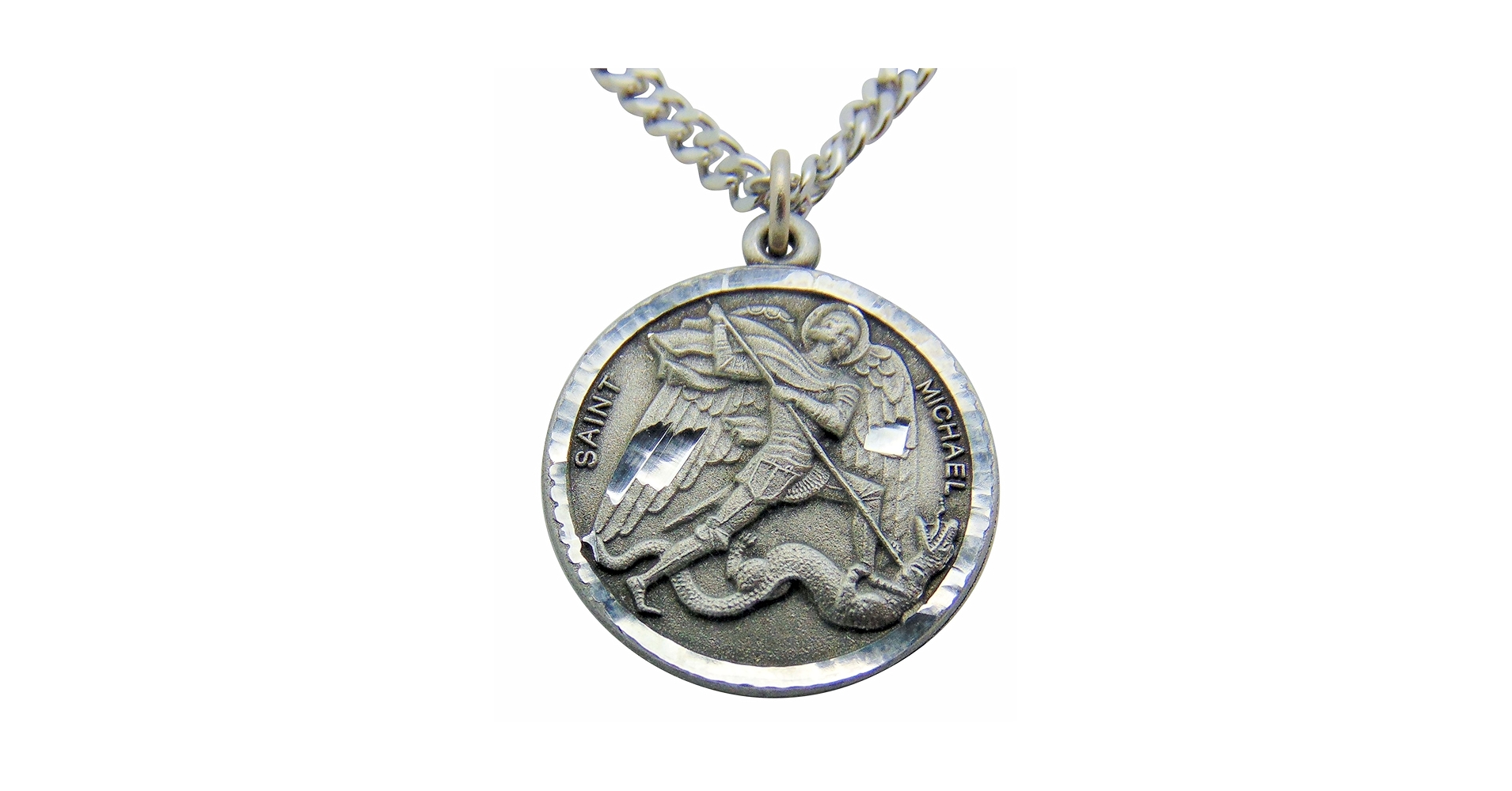 美品 正規 24SS SAINT MICHAEL × LASTMAN 817P▲ Saint Michael Round Pewter Medal Pendant 1 Inch on 24 Inch